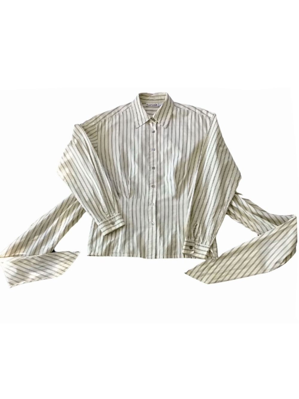 Anne Klein II Design 100% Cotton Size 10 Women’s Shirt Fitted Waist Cuffed Long